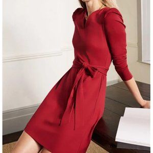 Boden Puff Sleeve Belted Ponte Dress in Winterberry (Red) - Size 10R, NWT